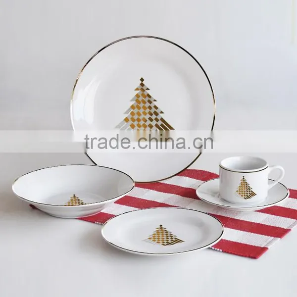 20pcs Porcelain Dinnerware Set With Gold Decal Designs,set of 20pcs Porcelain Dinner Set With Gold Printing photo-2