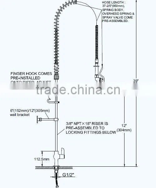 2016 New Commercial Pre Rinse Unit Cleaning Faucet&Sink Tap,Lead Free Comply to NSF photo-3