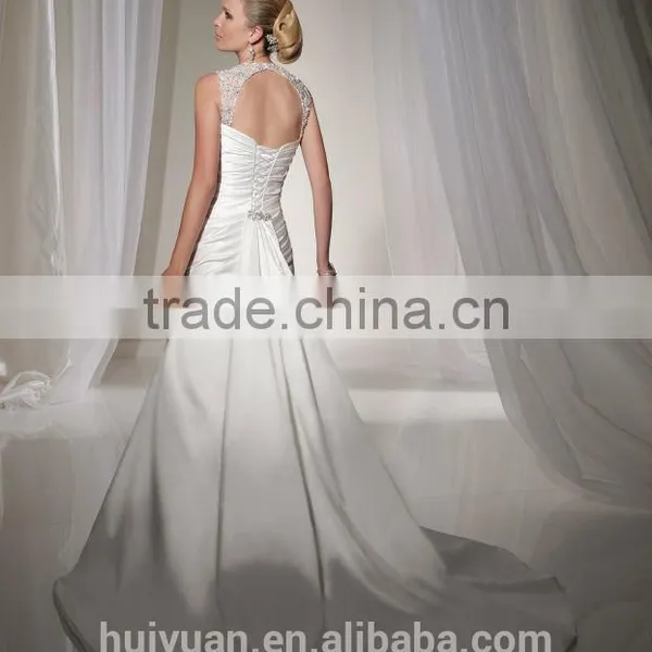Sexy Detachable Strap Satin Beaded Ball Gown Real Sample Wedding Dress photo-2
