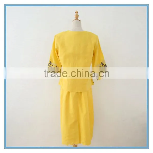 New Fashion Ramie Cotton Multi Colors Emboidery Jacket Dress Suits For Woman photo-4