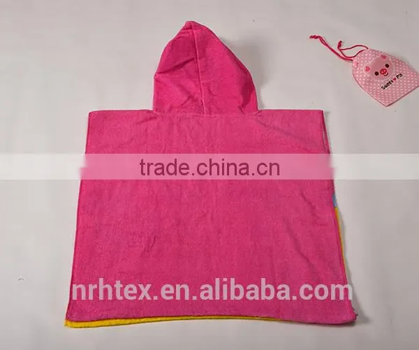 Trade Assurance Ring Spun Cotton Screen Printing Velour Kids Poncho Hooded Beach Towel photo-2