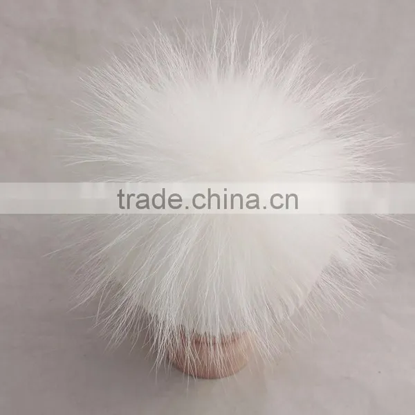 Myfur Kids Hat Pure White Genuine Fur Pom Pom Crochet Winter Knitting Hat photo-3
