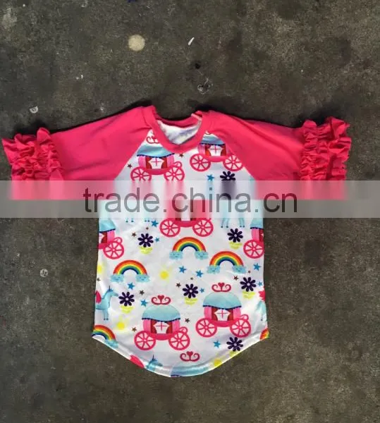 One-piece Baby Reglan t Shirt Wholesale Bulk Clothing Cotton/spandx Mixed Ruffle Clothes Kids Shirt photo-4