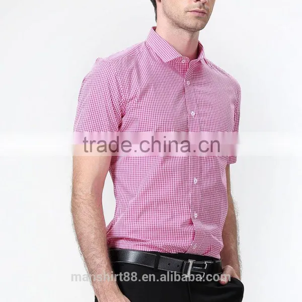 2017 New Fashion Short Sleeve Gingham/ Check Men's Fancy Casual Shirt photo-3