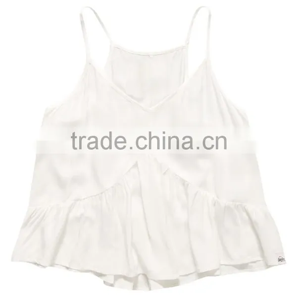 2016 Guangzhou Shandao Brand Name Bulk Wholesale Women Sexy Spaghetti Strap Loose White Chiffon Custom Crop Top photo-5