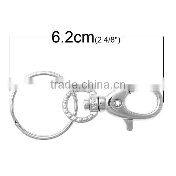 High Quality Silver Tone Metal Key Ring Lobster Swivel Clasp photo-2