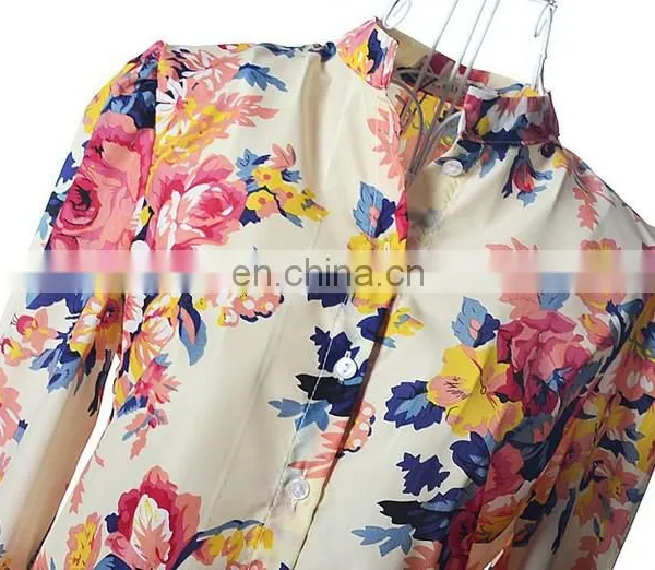Floral Printed Sexy Chiffon Blouse,blouse Ladies,chiffon Style Blouse photo-5