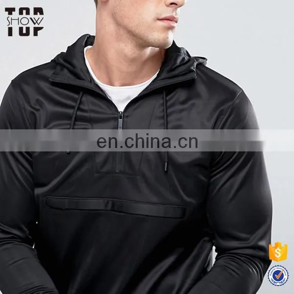 OEM Guangzhou Garments no Pockets Zipper Black Hoodies Men Custom Clothing photo-4