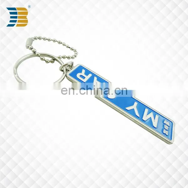 Rectangle Soft Enamel Custom Metal Keychain With Stainless Steel Beads photo-2