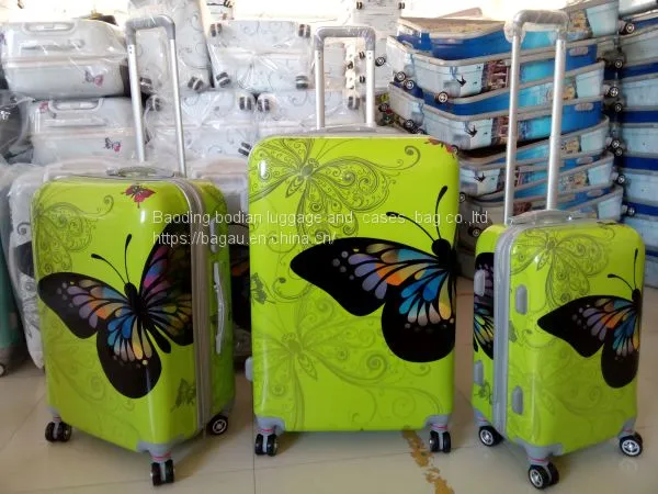 High Quality Butterfly Design PC Luggage Set 3pcs Travel Bag Aluminum Trolley Travel Case photo-3