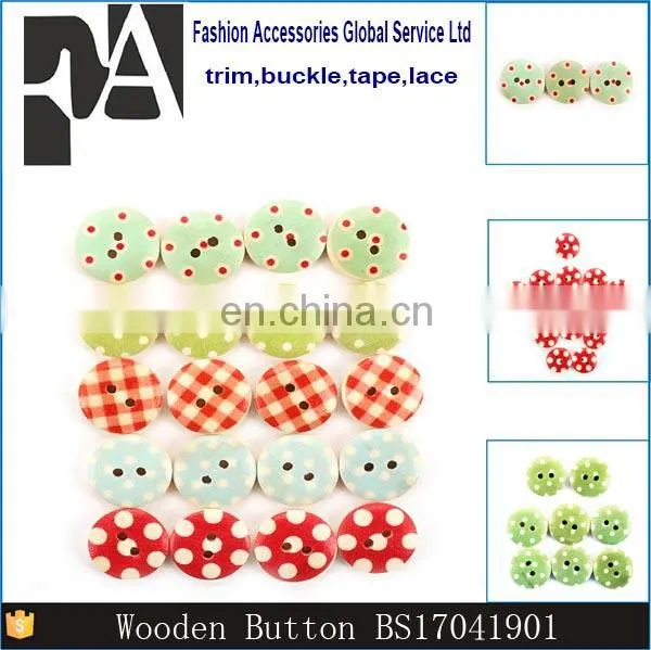 Mixed Multicolor 15mm 2 Holes Polka Dot Small Polka Dot Rustic Plaid Handmade Diy Accessories Small Wooden Buttons photo-6