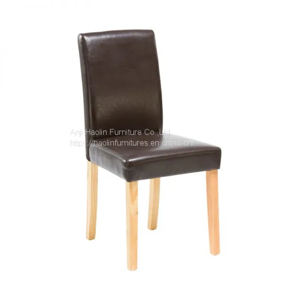 Best Seller Solid Wood Dining Chair Faux Leather in Black