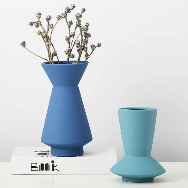Widemouthed Matte Industrial Nordic Style Green Ceramic Vase,Sofa Set Sitting Room photo-2