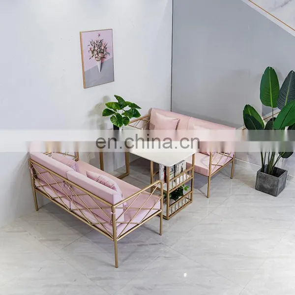 Beauty Salon Station Waiting Sofa Barber Shop Reception Couch Velvet Waiting Chair photo-3