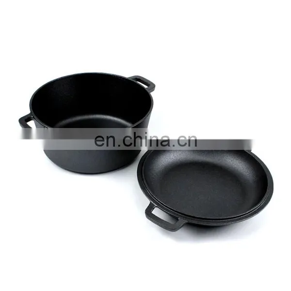 Pre-Seasoned 2 In 1 Cast Iron Double Dutch Oven Domed Skillet Lid photo-5