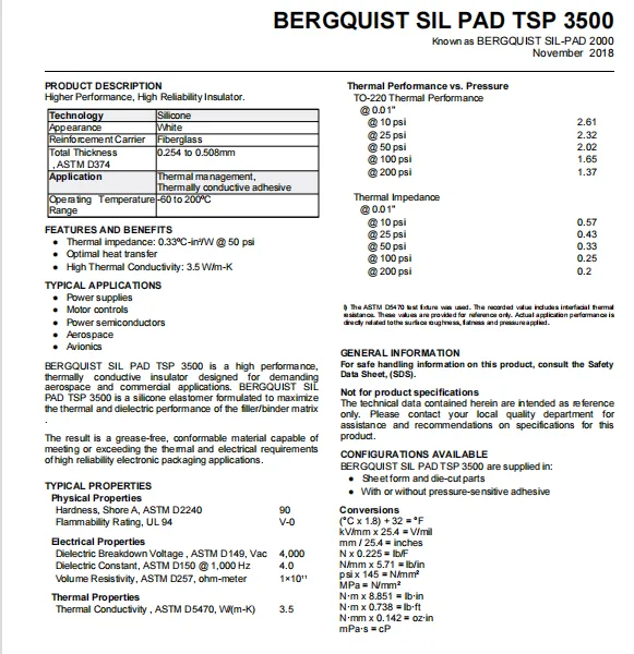BERGQUIST SP2000 Sil Pad 2000 SIL PAD TSP 3500 photo-4