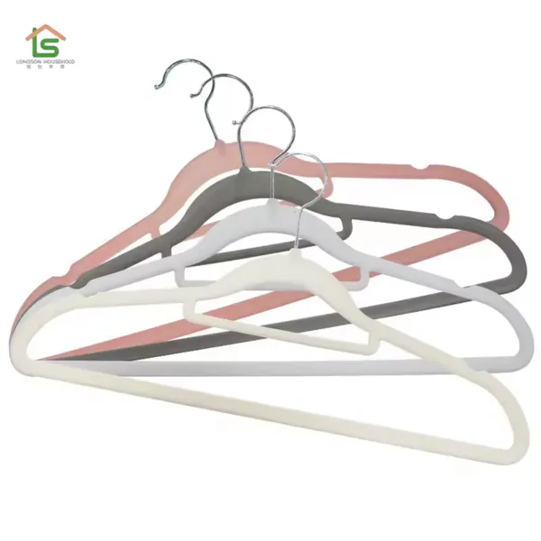 Factory Custom Anti Slip Notched Flocked Hangers Felt Kids Velvet Hanger For Kids Clothes