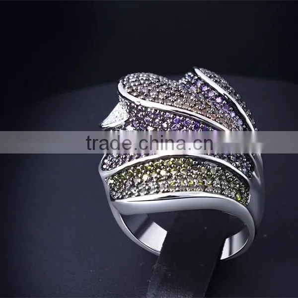 Gorgeous Chunky Party Look Color Cubic Zirconia 18K Gold Plated Deluxe Jewelry Ring photo-3