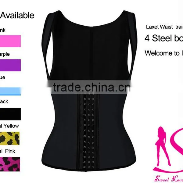 2016New Arrival Top Selling 3 Hooks Latex Black Vest Waist Cincher Wholesale For Women And Man photo-2