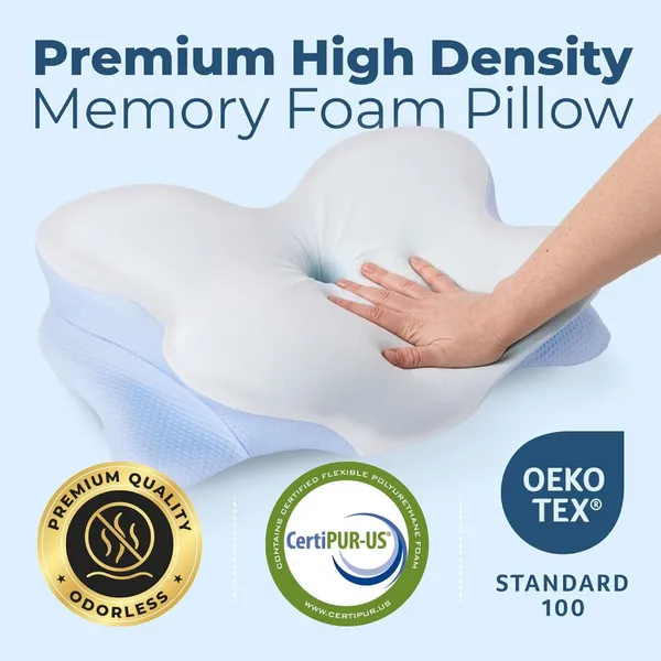 Derila Ergo Cervical Neck Pillow for Sleeping Pillow Contour Memory Foam Pillows for Back, Side Sleeper Pillows photo-5