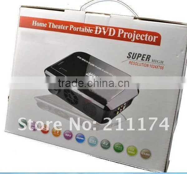 Cheap DVD projectors XGA1024*768 with function of MP3 MP4 MP5 TV tuner USB SD AV