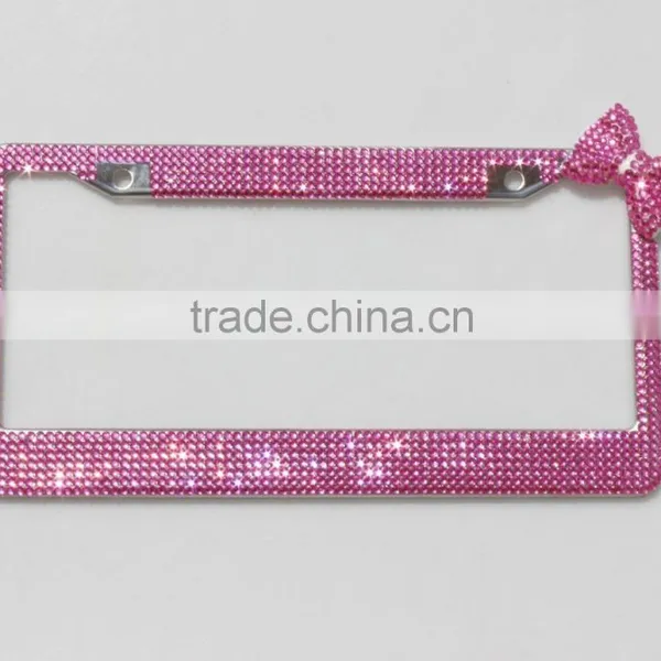 Pink Bow Girls Bling Crystal License Plate Frames photo-2