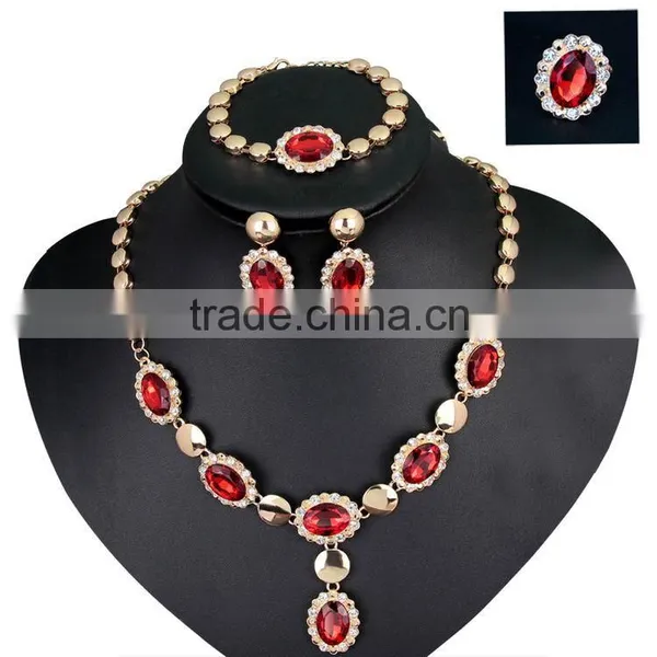European And American Fashion Green Color Crystal Alloy Rhinestone Jewelry Set photo-2