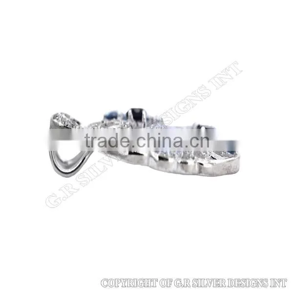 Blue Topaz Pendant Silver,silver Pendants for Jewelry Making,large cz Pendant photo-3
