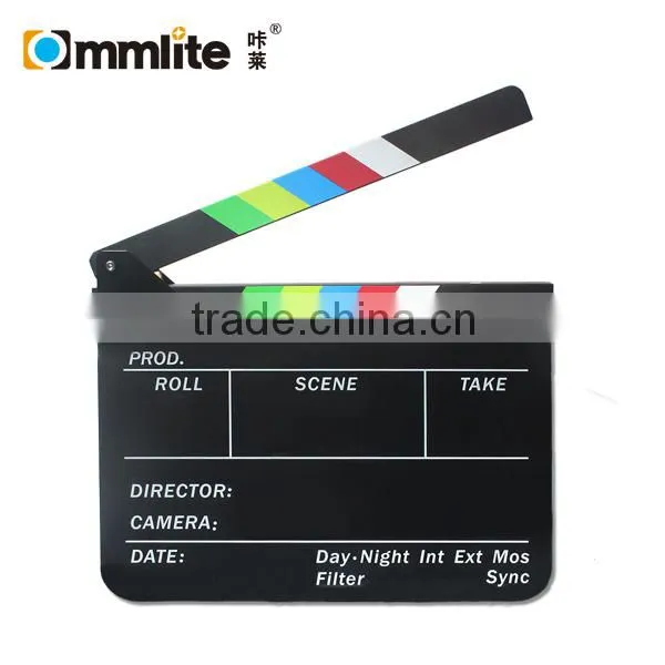 Commlite Acrylic Plastic Dry Erase Director's TV Film Movie Clapboard With Color Sticks (9.85x11.8 Inch)