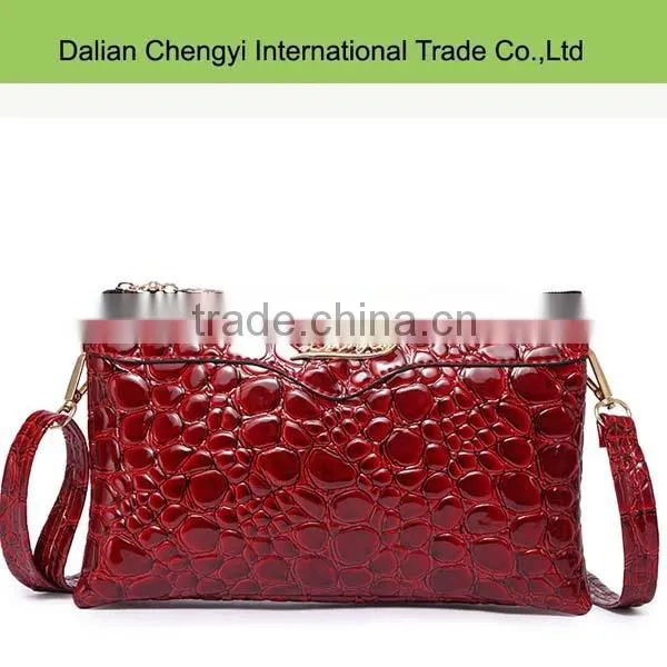 Fashionable ladies crocodile skin pu evening bagwith two straps