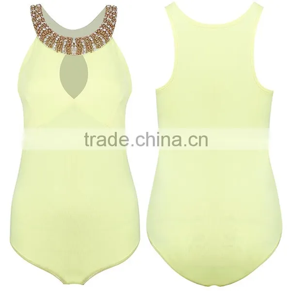 2016 Elegant Fashion Design Women Suits V-Neck Sleeveless Sexy Knit Short Jumpsuit photo-3