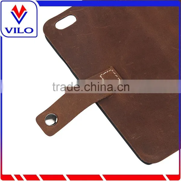2016 Free Sample Vintage Style Genuine Leather Wallet Case for IPhone 6s photo-3