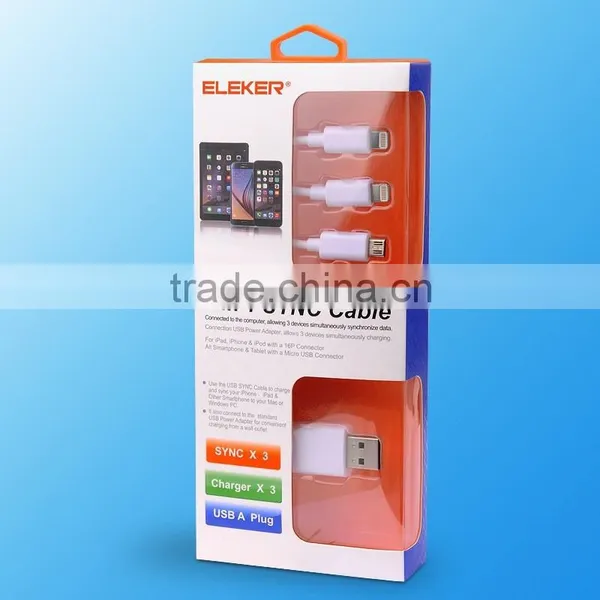 Portable 3 In 1 Usb Data Cable For Iphone For Samsung Universal Usb Charging Cable photo-5