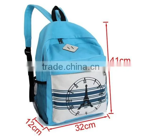 High Quality Soft Blue Printed Backpack Canvas Hipster Teens School Bags BB003 photo-2