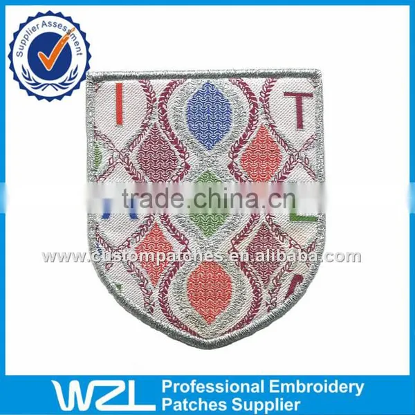 T-shirt Logo Patches Metallic Woven Tag Label/ Colorful T-shirt Woven Label Patch