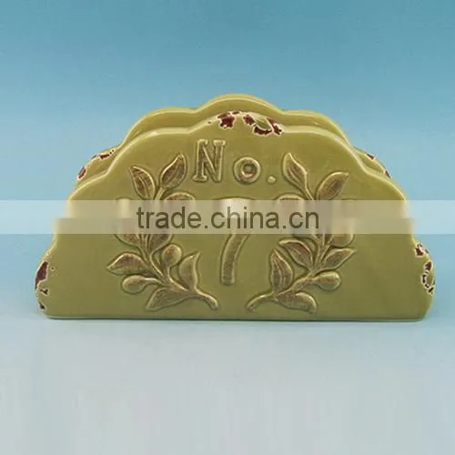 Good quality embossed cermaic nakin holder