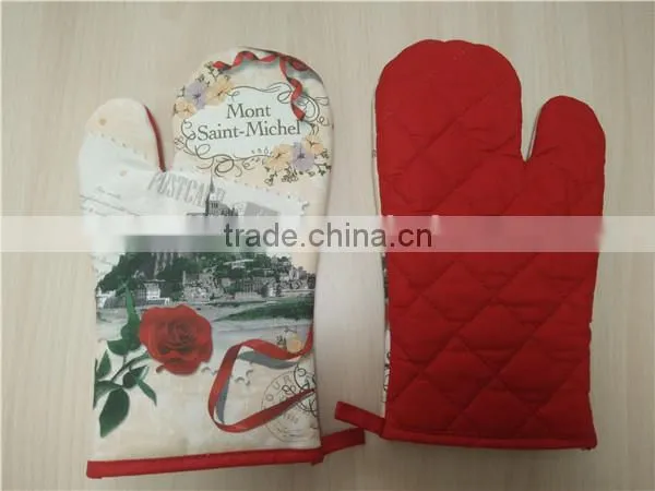 Custom Heat Resistant Glove Cotton Printed Kitchen Oven Mitts photo-3