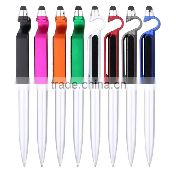 Multi-function Promotion Logo Print 4 in 1 Stylus Smart Phone Cleaner Holder Pens