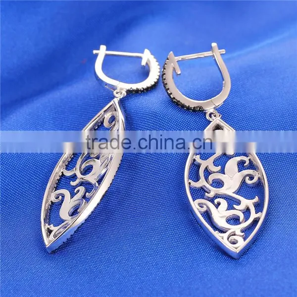 Black Spinel Silver Bridal Jewelry Display Set E005 photo-4