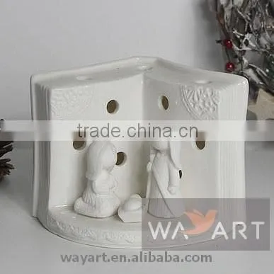 Ceramic Series Christmas Nativity Manger House Candle Holders photo-6