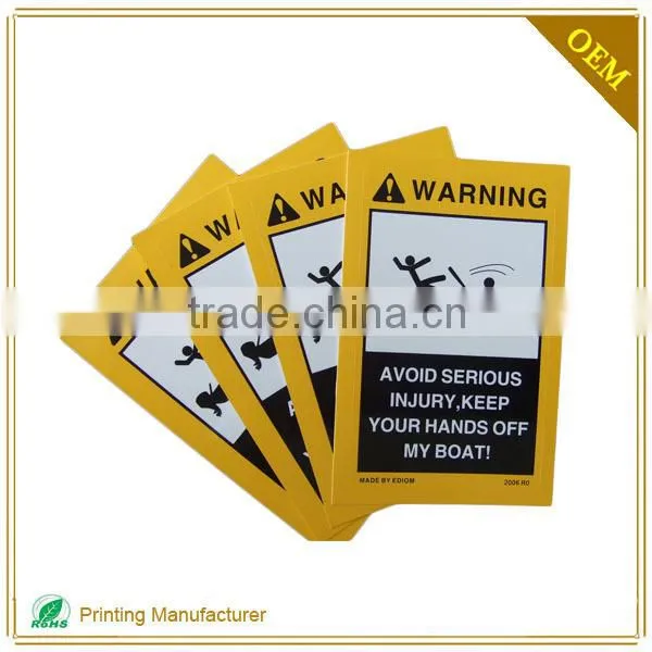 Wholesale High Quality Waterproof Warning Adhesive Label Sticker