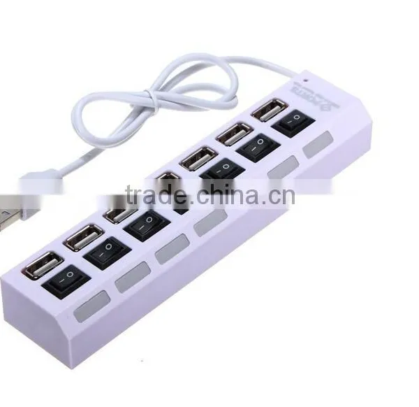 High Speed Charging Station USB 2.0 7-Port Hub Adapter With Individual Power Switches and LEDs photo-2