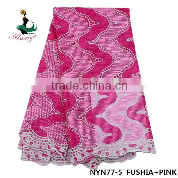 Haniye 2016 Wholesale Embroidered Tulle Lace Fabric for Wedding African French Net Lace Fabric/NYN77 photo-4