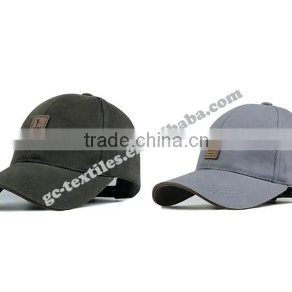 Sandwich Cotton Twill Fabric With Embossed Brown Rubber Badge Logo on Front and Hook and Loop Back Sports Baseball Caps photo-3