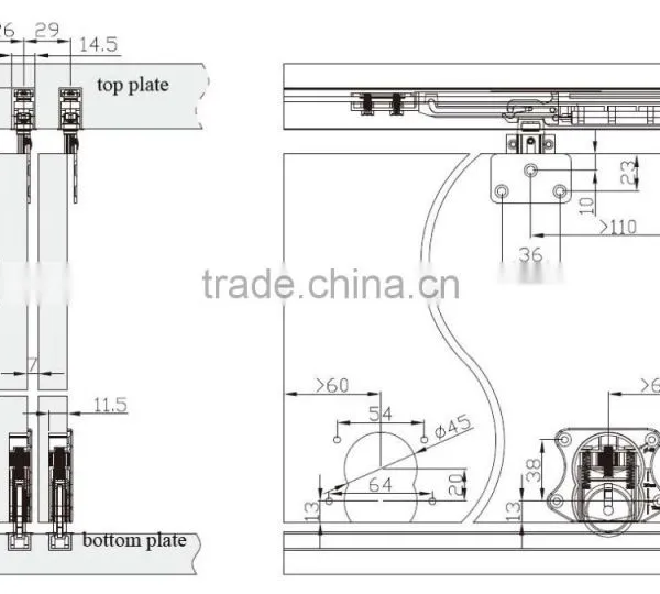 Sliding Door Mechanism With Soft Close for Wooden Wardrobe Sliding Door Fittings photo-2