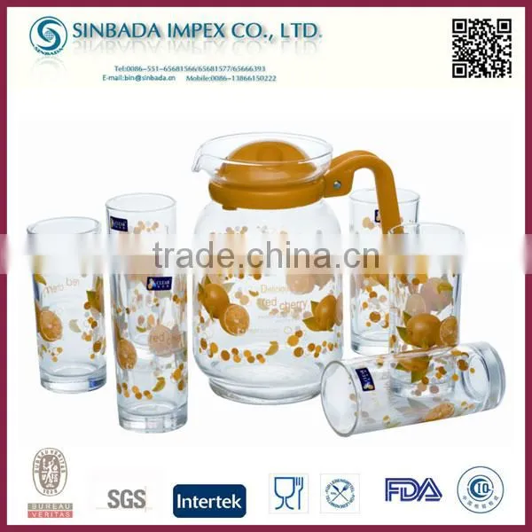 2015 New Hot Selling Drinking Glassware Set, Glass 7pcs Water Set With Decal photo-3