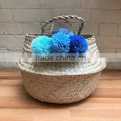 Small Pompom Seagrass Belly Basket photo-3
