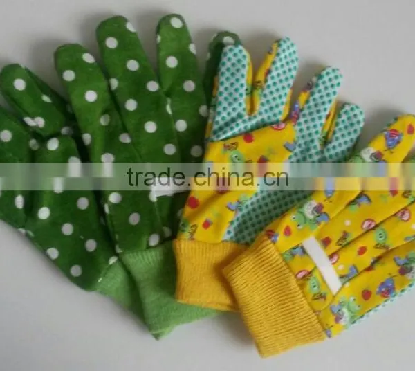 Kids Cotton Gardning Gloves With Mini PVC Dots Palm photo-2