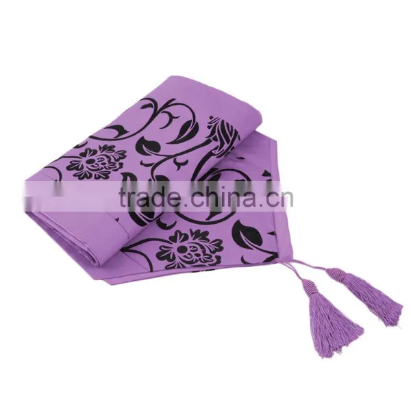2016 New Flock Floral White Taffeta Retro Decorative Wedding Bed Table Runner Cloth photo-4