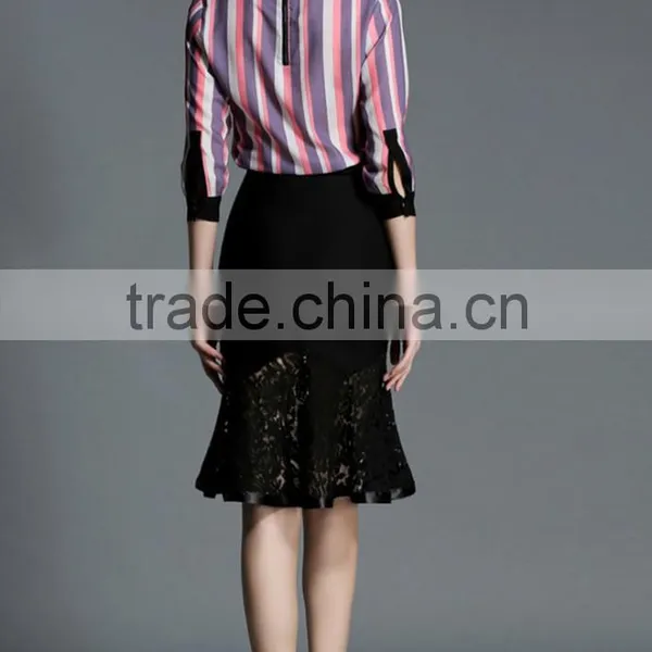 Hot Sale Fashion Fishtail Design Midi Lace Skirts Saxy Woman Skirts photo-3